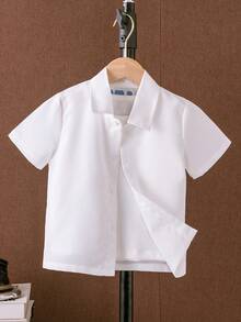 Toddler Boys Slogan Graphic Button Front Shirt Without Tee - White - View 2