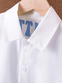 Toddler Boys Slogan Graphic Button Front Shirt Without Tee - White - View 5