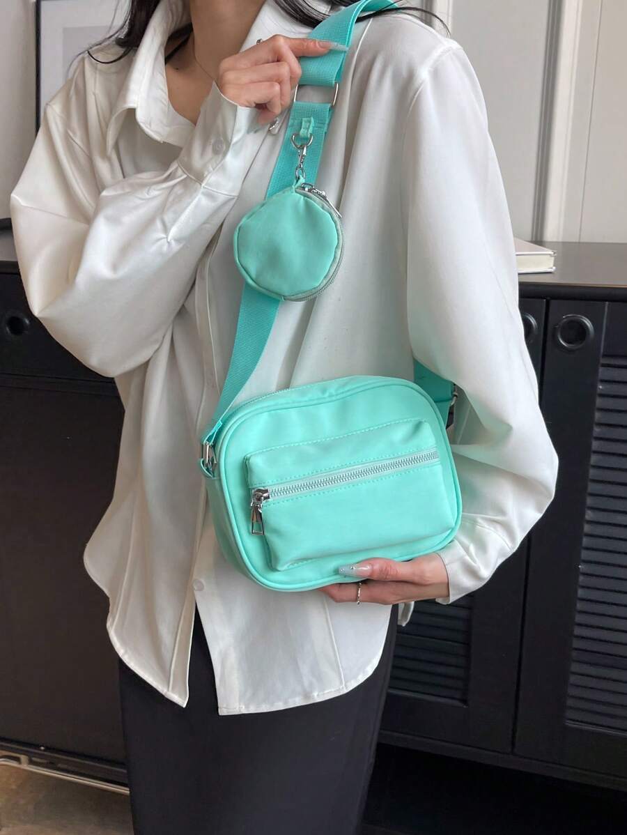 Túi vuông nhỏ bằng nylon có ví đựng tiền - màu xanh lá - Xem 1