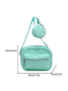 Túi vuông nhỏ bằng nylon có ví đựng tiền - màu xanh lá - Xem 3