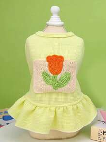 1 Đầm Thú Cưng Thêu Hoa Cho Chó Và Mèo Cho Mùa Hè - Màu vàng - Xem 1