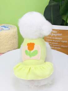 1 Đầm Thú Cưng Thêu Hoa Cho Chó Và Mèo Cho Mùa Hè - Màu vàng - Xem 2