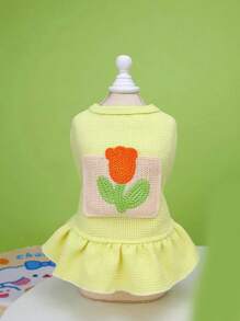 1 Đầm Thú Cưng Thêu Hoa Cho Chó Và Mèo Cho Mùa Hè - Màu vàng - Xem 6