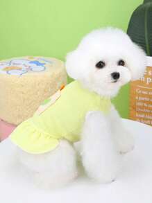 1 Đầm Thú Cưng Thêu Hoa Cho Chó Và Mèo Cho Mùa Hè - Màu vàng - Xem 7