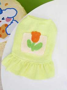 1 Đầm Thú Cưng Thêu Hoa Cho Chó Và Mèo Cho Mùa Hè - Màu vàng - Xem 8