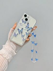 Kupu-kupu Cetak Sarung Telepon Bening Dengan Lanyard - MultiWarna - View 1