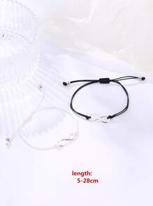 2pcs/set Fashionable Zinc Alloy Infinity Symbol Decor String Bracelet For Men For Daily Decoration