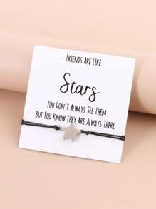 1 cái Thép Không Gỉ Thời Trang Ngôi Sao Dây Trang Trí Vòng Tay Trang Trí Hàng Ngày của Phụ Nữ - màu đen - Xem 1