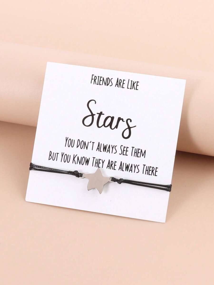 1 cái Thép Không Gỉ Thời Trang Ngôi Sao Dây Trang Trí Vòng Tay Trang Trí Hàng Ngày của Phụ Nữ - màu đen - Xem 1