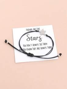 1 cái Thép Không Gỉ Thời Trang Ngôi Sao Dây Trang Trí Vòng Tay Trang Trí Hàng Ngày của Phụ Nữ - màu đen - Xem 3