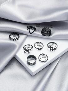 Set de 8 anillos de mujer decorados con aleación de zinc en forma de corazón y mariposa, perfectos para uso diario, San Valentín, Día de la Madre, y como regalo