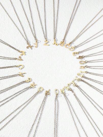 1pc Fashionable Stainless Steel Letter Charm Necklace For Women For Daily Decoration