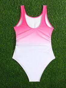 Tween Girl Ombre One Piece Swimsuit - Multicolor - View 2