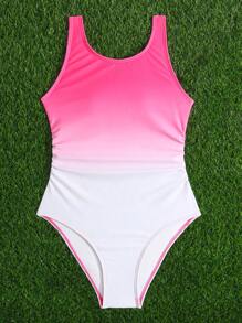 Tween Girl Ombre One Piece Swimsuit - Multicolor - View 5