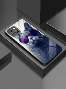 Vỏ điện thoại kính in hình mèo - Nhiều màu - Xem 1