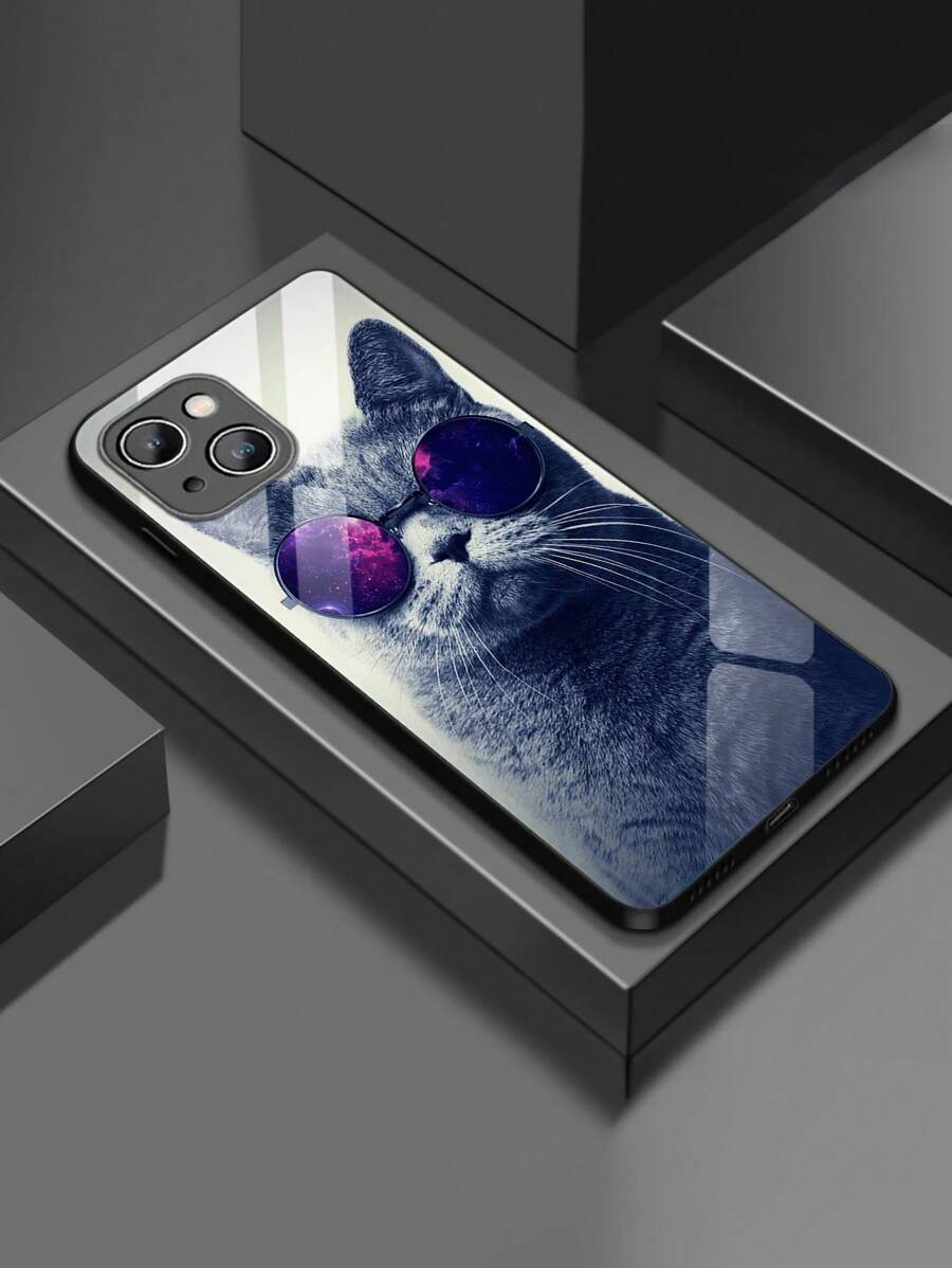 Vỏ điện thoại kính in hình mèo - Nhiều màu - Xem 1