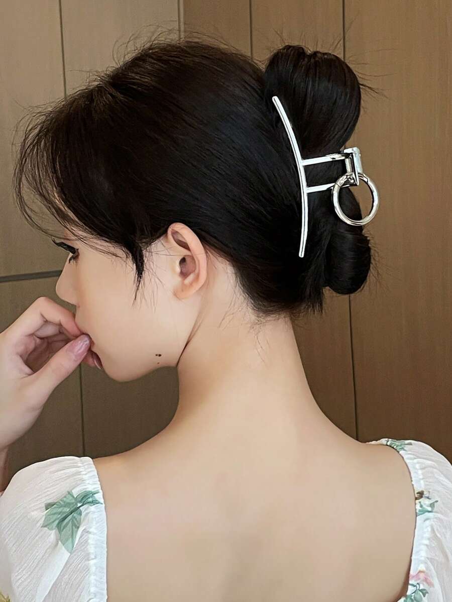 DAZY 1入組女士圓圈裝飾時尚髮爪適用於頭髮裝飾用品 - 銀色 - 查看 1