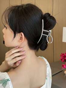 DAZY 1入組女士圓圈裝飾時尚髮爪適用於頭髮裝飾用品 - 銀色 - 查看 6