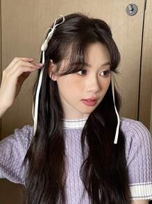 DAZY 2入組女士蝴蝶結裝飾時尚髮夾，可愛的髮飾 - 米色 - 查看 5