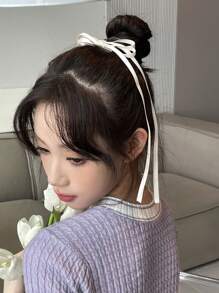 DAZY 2入組女士蝴蝶結裝飾時尚髮夾，可愛的髮飾 - 米色 - 查看 6