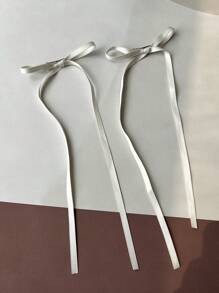 DAZY 2入組女士蝴蝶結裝飾時尚髮夾，可愛的髮飾 - 米色 - 查看 8