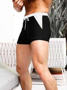 Manfinity KASUA 男士撞色頂針腰部抽繩泳褲