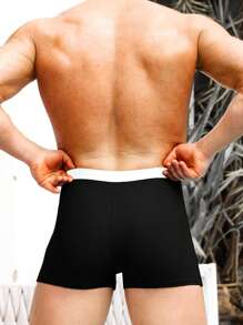 Manfinity KASUA 男士撞色頂針腰部抽繩泳褲