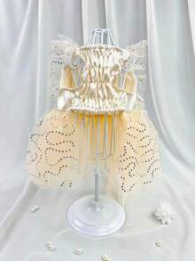 1pc Bow Decor Pet Dress For Dog And Cat For Summer - Champagne - View 5