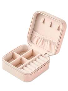 Jewelry Box Jewelry Storage Box Portable Earrings, Earrings, Bracelets, Necklaces, Rings, Small Exquisite Mini Box - Pink - View 6