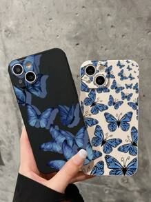 Fairycore 2pcs Butterfly Print Phone Case Compatible With IPhone15/15Plus/15Pro/15Promax - Multicolor - View 2