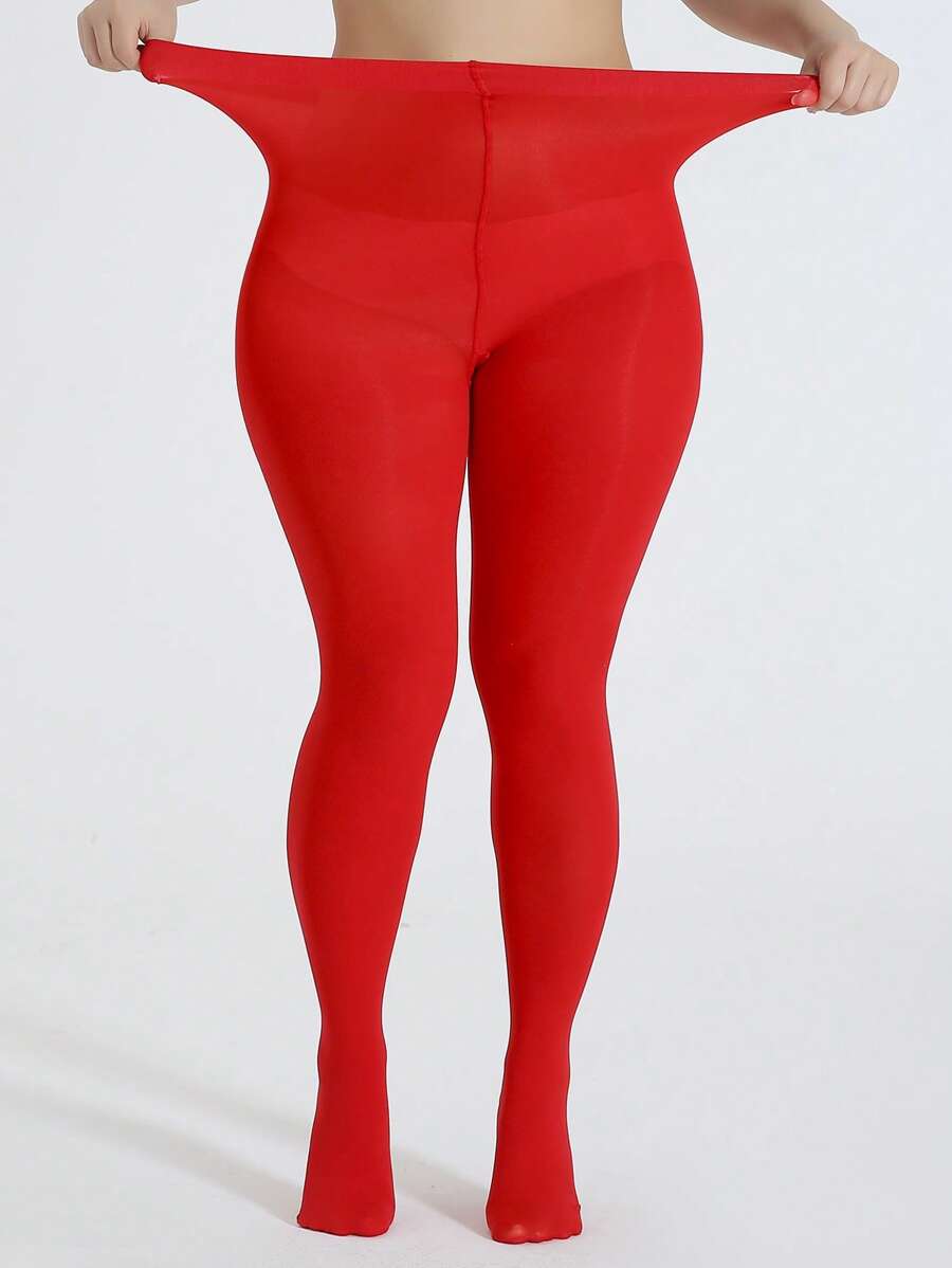 1 đôi quần bó thời trang cỡ lớn cho nữ để trang trí hàng ngày - Đỏ - Xem 1