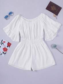 DOKOTOO Áo liền quần nữ Xù Dải chun màu trơn Giải trí - trắng - Xem 7