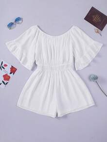 DOKOTOO Áo liền quần nữ Xù Dải chun màu trơn Giải trí - trắng - Xem 8