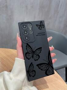 1 Stück TPU Soft Hülle mit Schwarz-Schmetterling Muster Muster, kompatibel mit Apple iPhone 7 8 7P 8P X XS XR XSMAX 11 12 13 14 15 Serie, S22Ultra S23Ultra S24Ultra S Serie A Serie, Redmi Handys. 2 Kameraöffnungs-Styles werden zufällig geliefert.