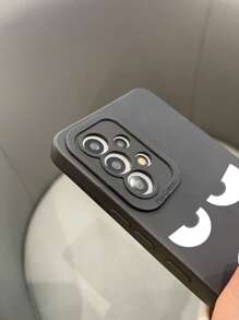 1pc Matte TPU Mobile Phone Case With Printed Letter Pattern, Compatible With Apple, Samsung, Xiaomi, Redmi, OPPO Phones - 2 Styles Of Camera Hole Randomly Sent