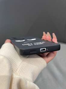 1pc Matte TPU Mobile Phone Case With Printed Letter Pattern, Compatible With Apple, Samsung, Xiaomi, Redmi, OPPO Phones - 2 Styles Of Camera Hole Randomly Sent