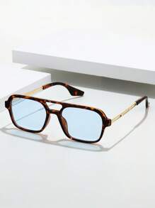 1 cặp kính râm thời trang Boho cho phụ nữ, gọng đồi mồi, phụ kiện trang trí hàng ngày, phụ kiện đi biển, phụ kiện đi biển cho phụ nữ, kính râm, đồ dùng cơ bản cho mùa thu đông, trang phục cho phụ nữ, quần áo công sở, quà tặng giản dị, họa tiết da báo cho kỳ nghỉ hè, ngoài trời, du lịch ở bãi biển - Màu xanh nhạt - Xem 4