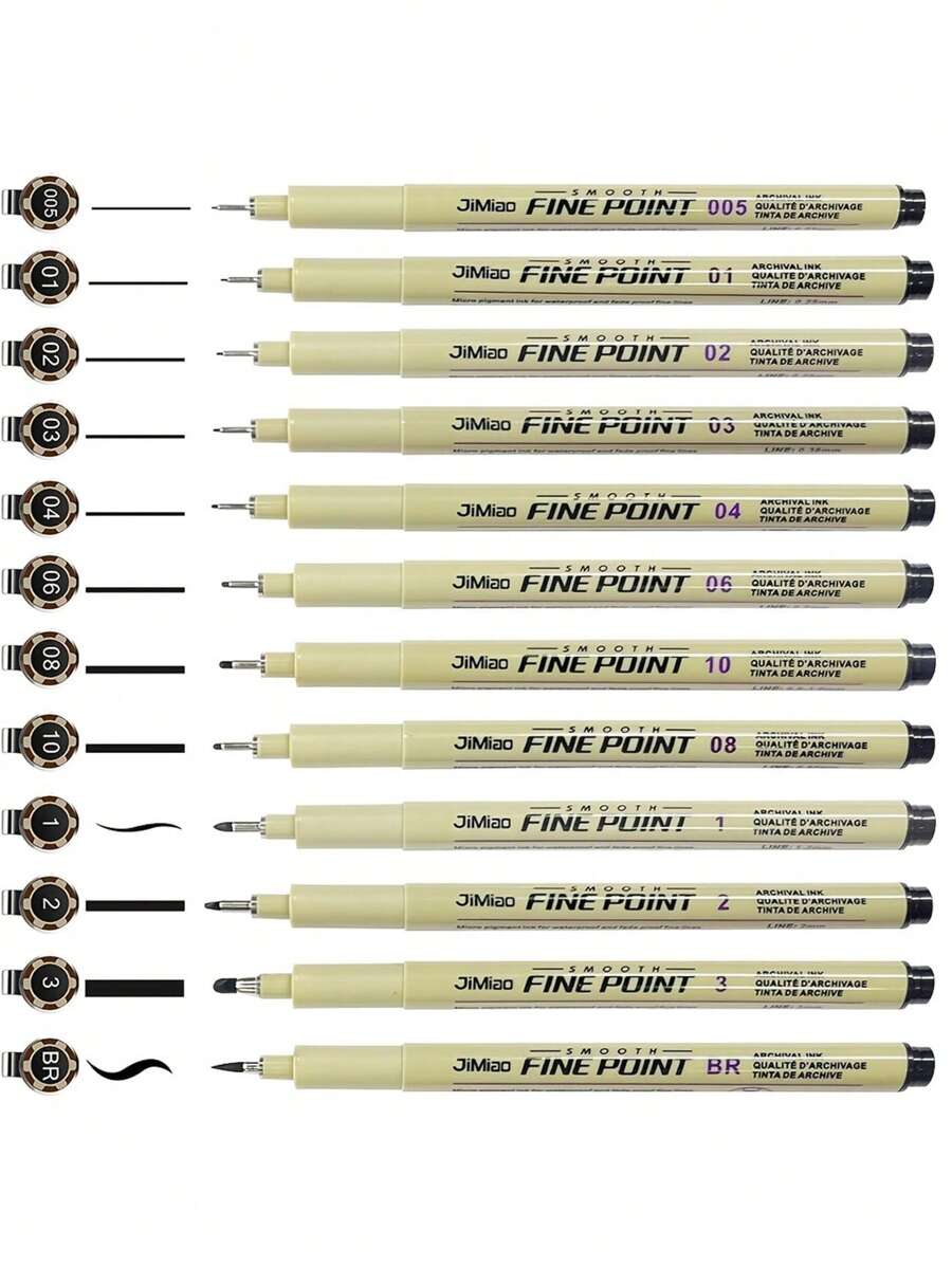 12入組字母圖案中性筆 - 黑色 - 查看 1