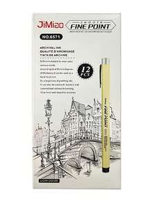 12入組字母圖案中性筆 - 黑色 - 查看 3