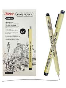 12入組字母圖案中性筆 - 黑色 - 查看 4