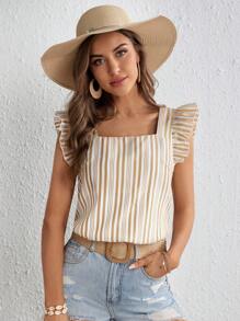 SHEIN VCAY Áo cánh tay ngắn kẻ sọc thường ngày cho kỳ nghỉ cỡ lớn, Áo mùa hè Áo đi chơi Áo sọc in Kỳ nghỉ hè Hòa nhạc đồng quê Lễ hội Rave Tốt nghiệp Mùa hè Châu Âu Kỳ nghỉ bãi biển Nashville Kỳ nghỉ nhiệt đới - Nhiều màu - Xem 1