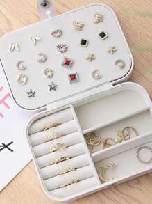 1入組便攜首飾類多格首飾收納盒和旅行 - 黑色 - 查看 4