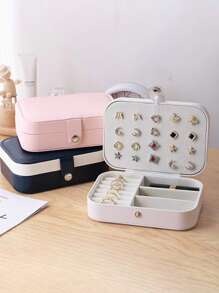 1入組便攜首飾類多格首飾收納盒和旅行 - 黑色 - 查看 3