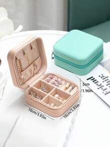 1 hộp đựng trang sức di động, hộp đựng trang sức nhiều ngăn cho gia đình và du lịch - Hồng - Xem 3