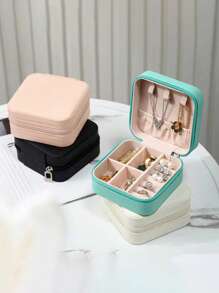 1 hộp đựng trang sức di động, hộp đựng trang sức nhiều ngăn cho gia đình và du lịch - Hồng - Xem 5