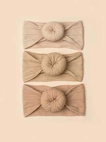 3pcs Baby Girl Round Decor Hair Band - Coffee Brown - View 1