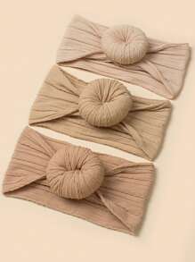 3pcs Baby Girl Round Decor Hair Band - Coffee Brown - View 2