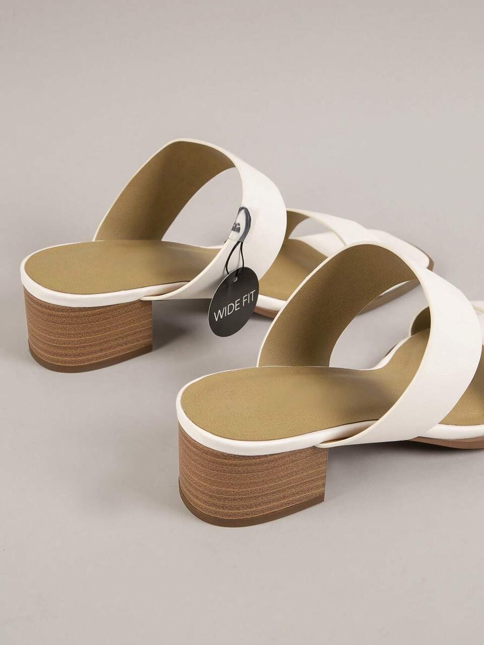 Women Wide-Fi Vegan Leathert Square Toe Slip-On Block Heels