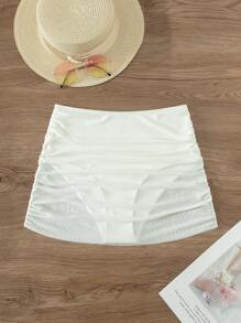 SHEIN Swim Summer Beach Solid Ruched Bikini Bottom