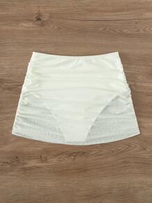 SHEIN Swim Summer Beach Solid Ruched Bikini Bottom